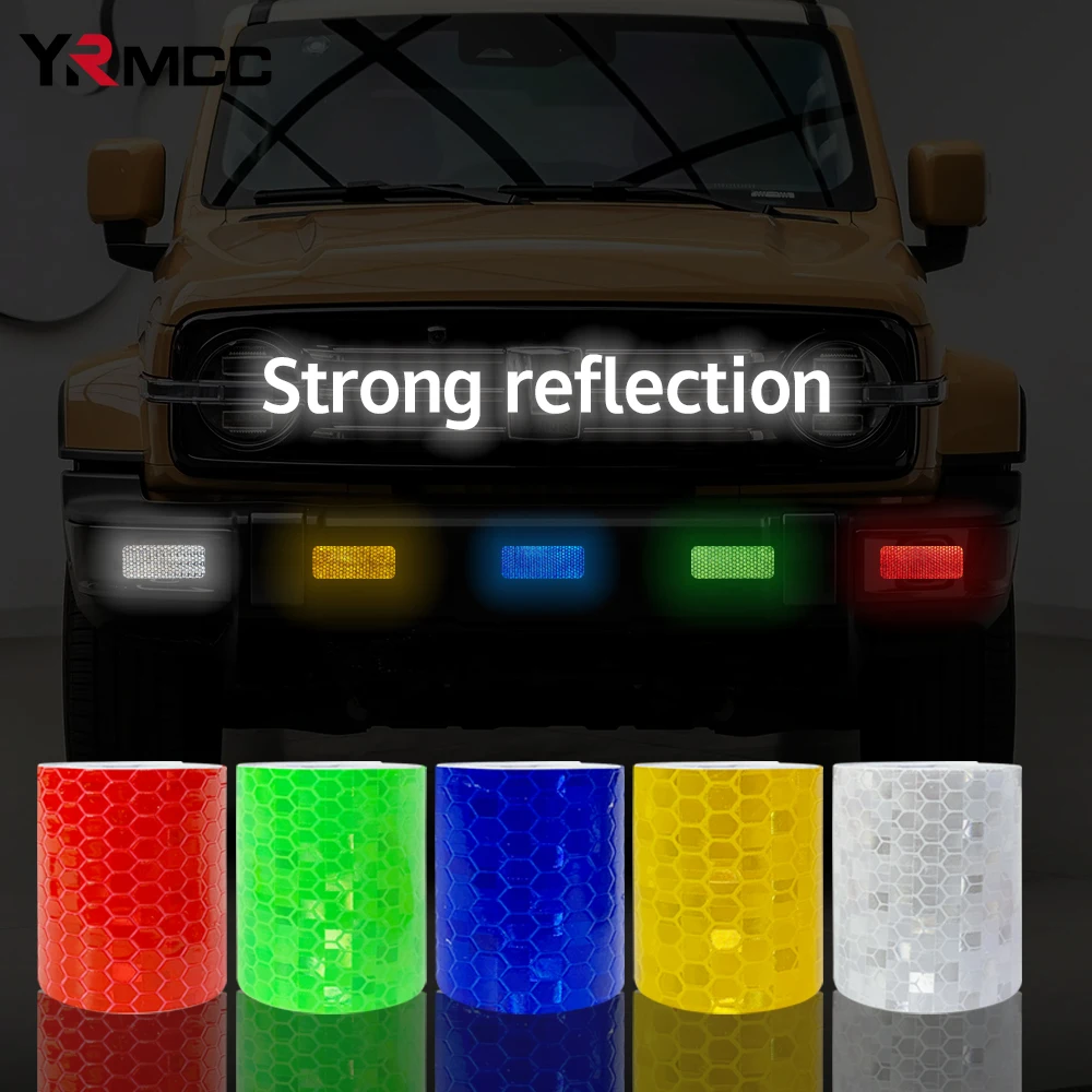 5cmX1m Car Protective Reflective Stickers Self-adhesive Safety Warning Stickers Truck Box Waterproof Tape Car Door Auto Gadgets