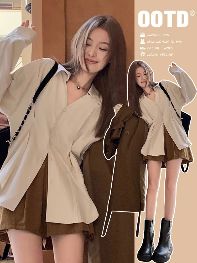 

Slim Fit Striped Shirt Korean Style Commute Fashion Women's Premium Spring New Arrival Base Layer Inner Wear Shirt