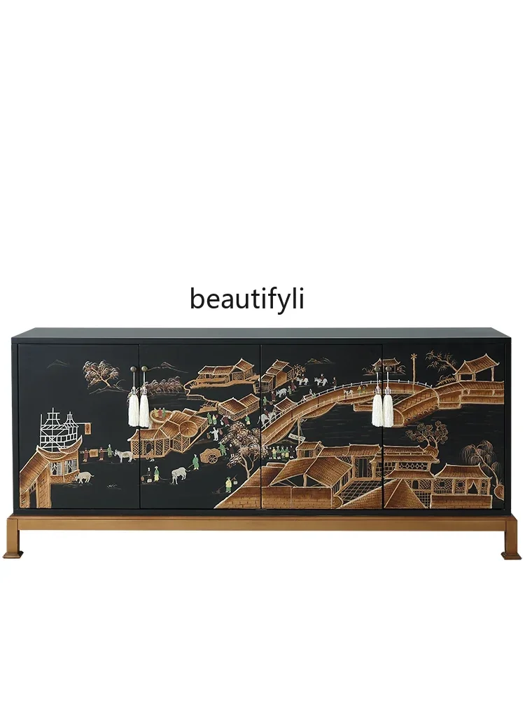

Along the River During Qingming Festival Entrance Cabinet Living Room Entrance Storage Decorative American Hall Cabinet