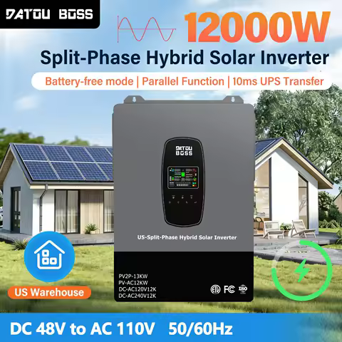 DATOUBOSS 12KW Solar Hybrid Split-Phase Inverter US Standard 240V Battery-Free Mode UPS Uninterruptible Power Supply Off-Grid