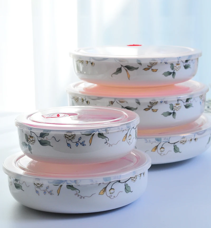 

Deep dish dish Deep dish soup dish Wobbed dish with lid Tangshan bone china dinner plate Ceramic salad Steamed egg