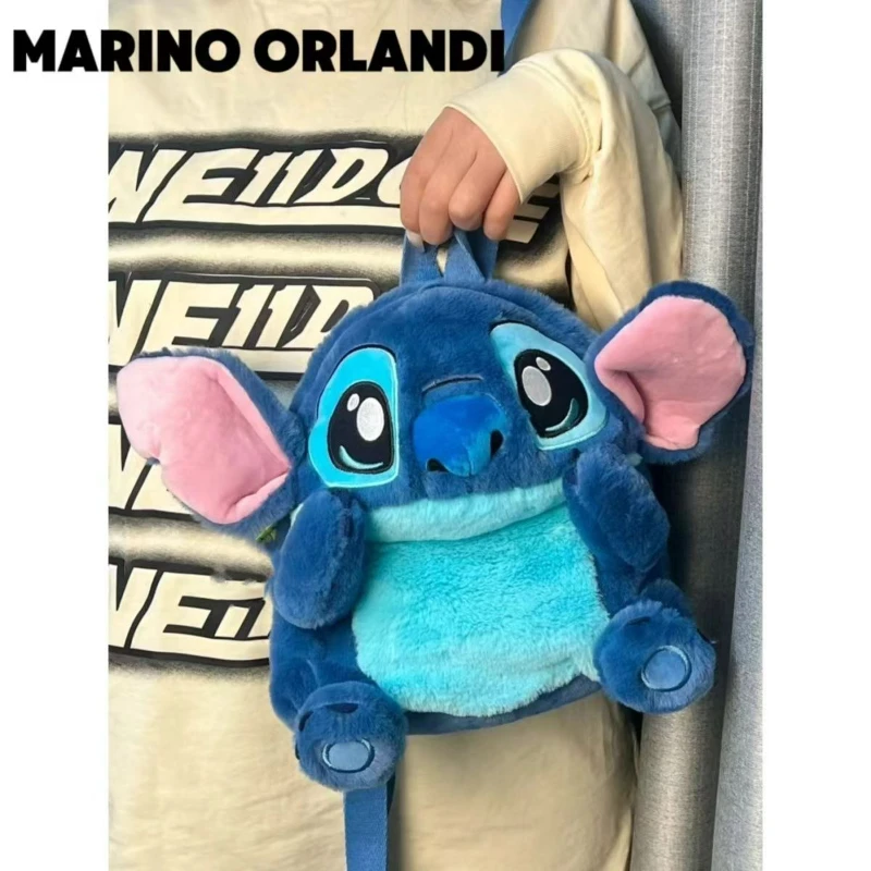 Mochila Disney Stitch Plush Kids, Anime dos desenhos animados, bolsa de ombro recheada, cosplay kawaii fofo, macio, presentes de aniversário, 25cm