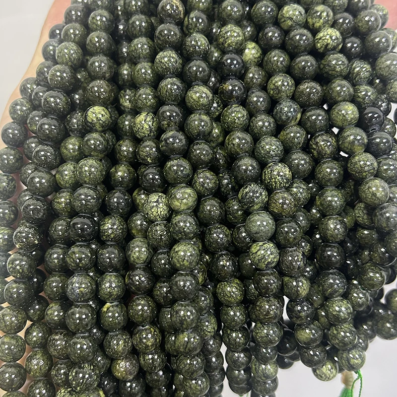 Meihan Serpentine cuentas de piedra sueltas redondas lisas para diseño de joyería