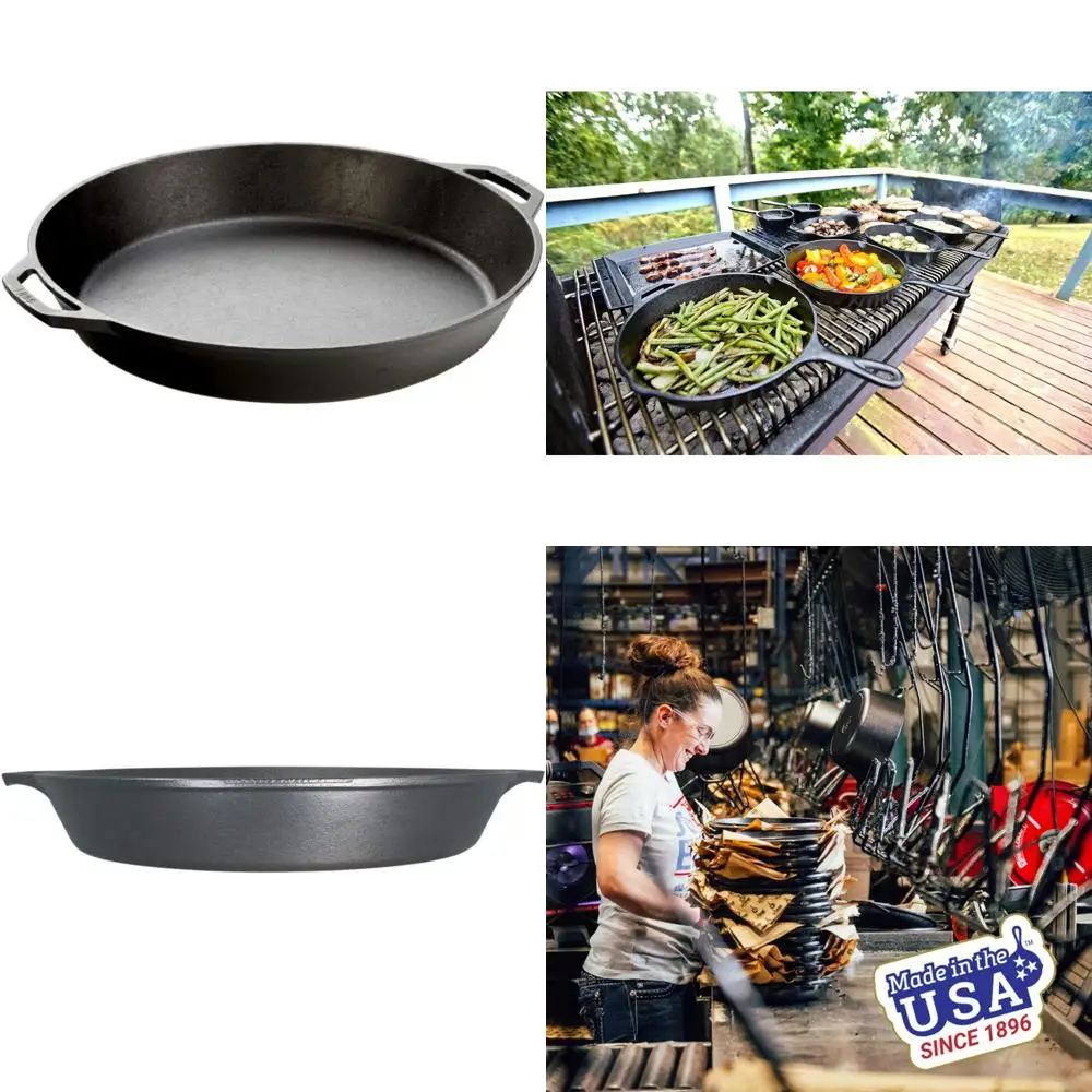 

17-Inch Pre-Seasoned Cast Iron Skillet with Dual Assist Handles - Versatile Cooking on Stove, Oven, Grill, or Campfire