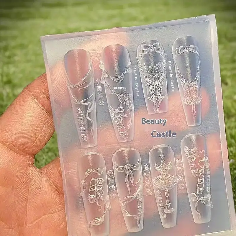Moule 3D en Silicone pour Nail Art, pour bricolage, chaussures de ballet et nœud en ruban, modèle de sculpture Transparent