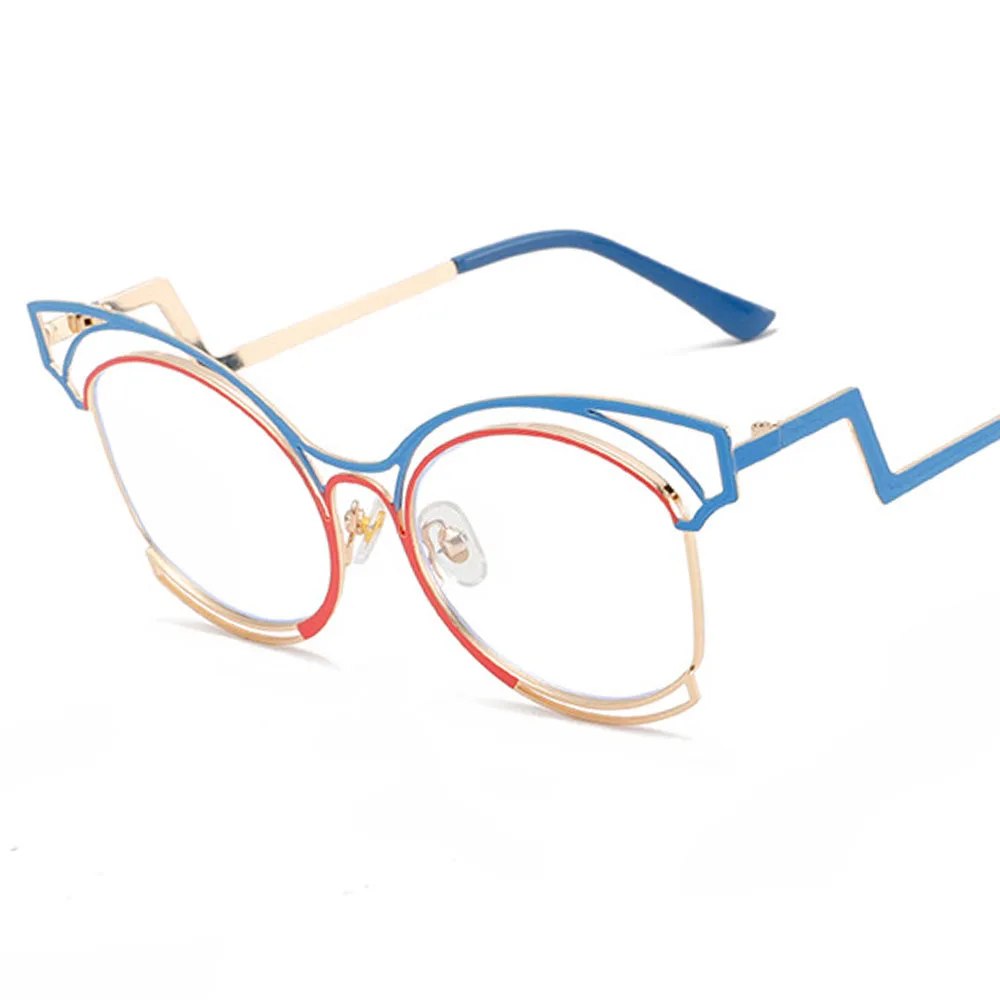 2025 New INS Advanced Women's Colorful Anti Blue Light Metal Glasses Frame Trendy Personality Alien Flat Light Glasses