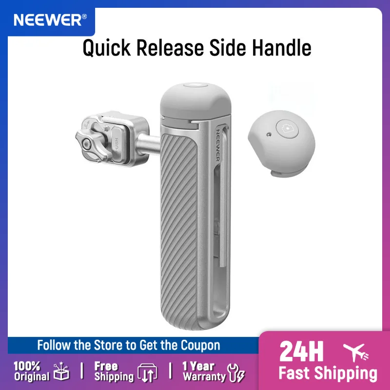 

NEEWER Quick Release Side Handle with Detachable Bluetooth Shutter Anti Off Cold Shoe 360° Rotation for iPhone 16 Pro
