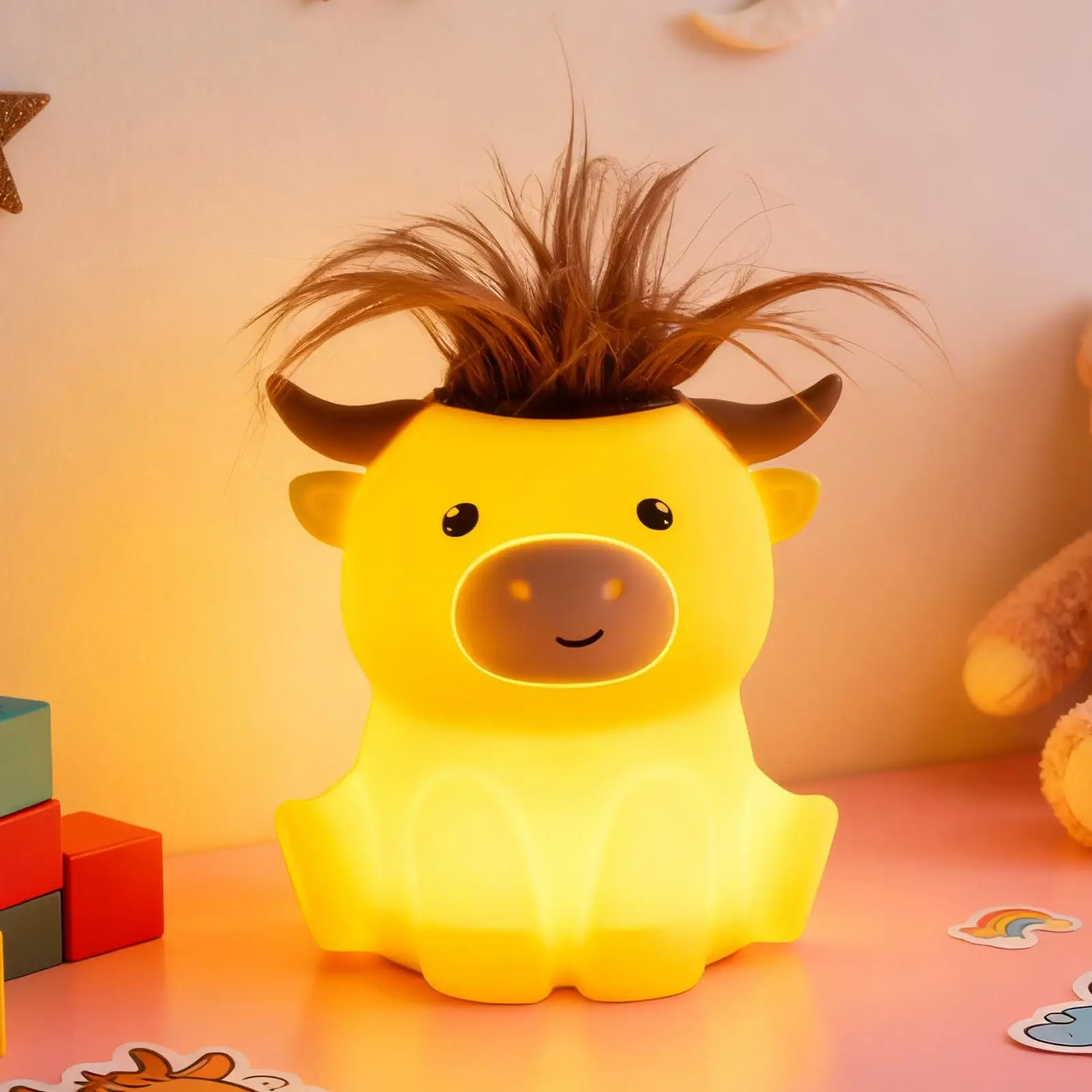 Night Light For Kids 2 Brightness 20min Timer Cattle Night Light Decor Bedroom Decorative Lamp For Home Bedside College