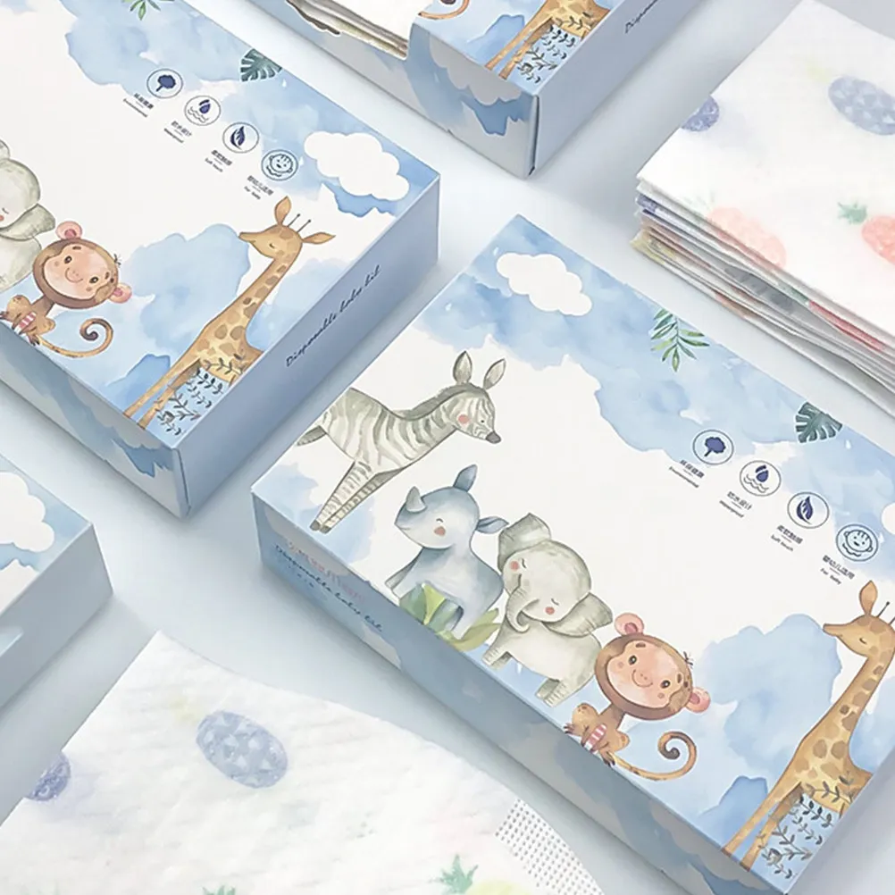 

15pcs Disposable Baby Bib Cartoon Infant Feeding Bibs Toddler Drool Clothes Protector Waterproof Newborn Travel Portable Health