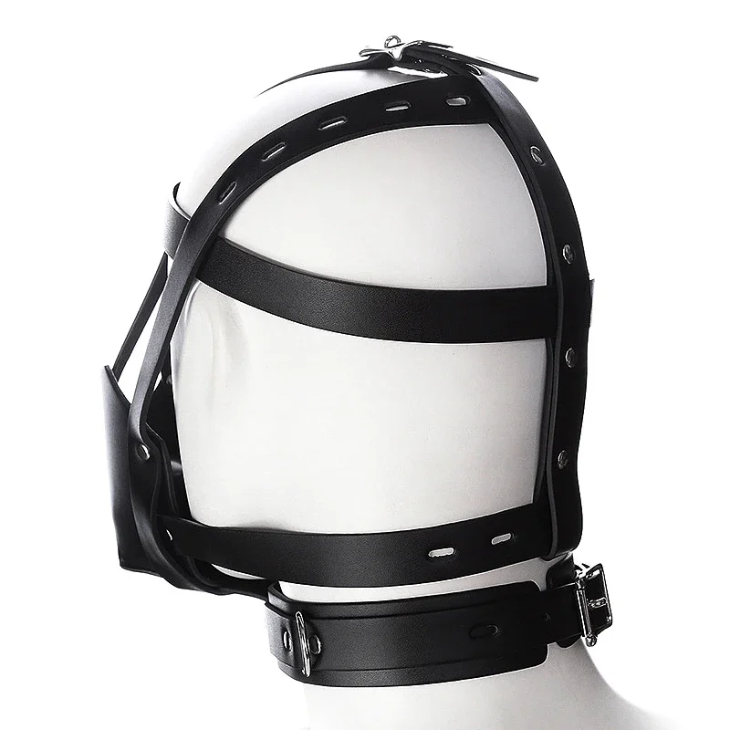 Erwachsene Sexy PU Leder Harness Maske Fetisch Verband Kopf Masken Haube Halloween Party Cosplay Spiele Aushöhlen Haube Männer Gesichtsmaske