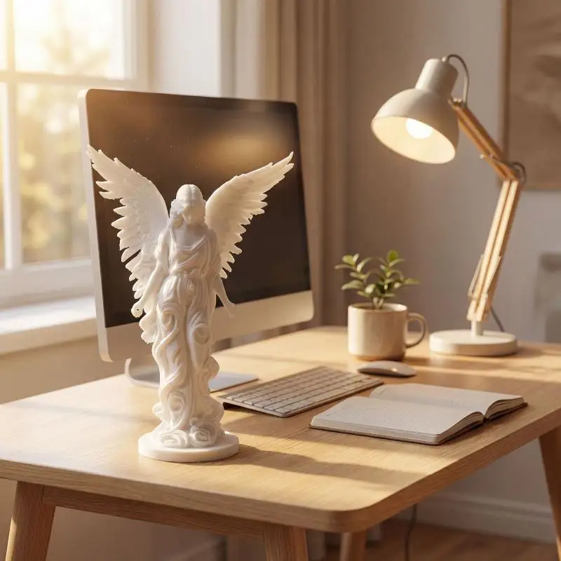 3D-gedrucktes europäisches Engel-Desktop-Ornament, ungiftiges Material, Dekoration für Schlafzimmer, Büro, Schreibtisch, schönes Geschenk für Mädchen – Detail 2