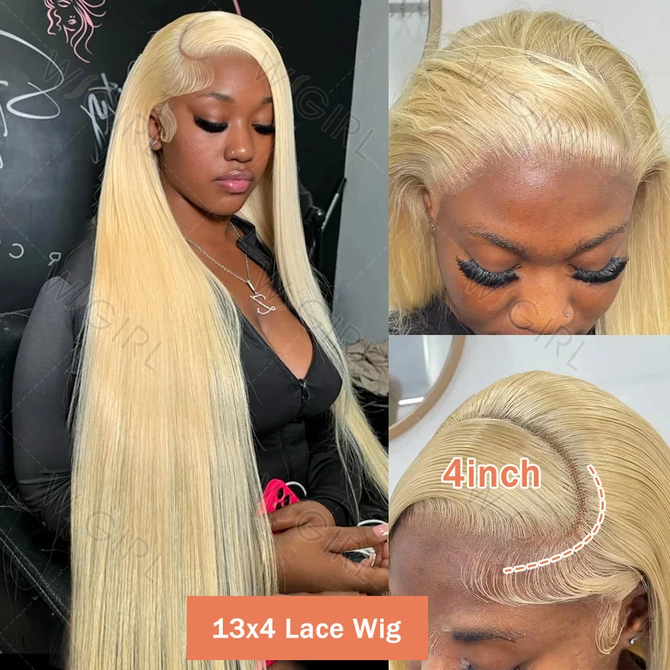 WIGIRL 220 Density Blonde 40 42 Inch 613 Bone Straight 13x4 HD Lace Front Human Hair Wig Brazilian Preplucked Lace Frontal Wigs