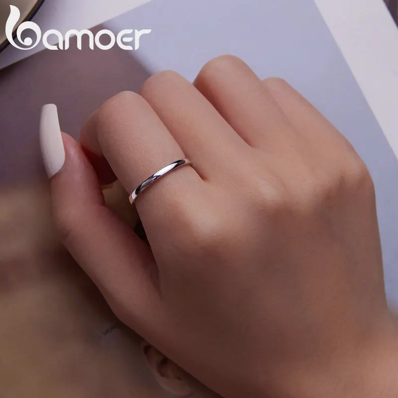 Women's 925 Silver Minimalist Ring, Simple S925 Sterling Band