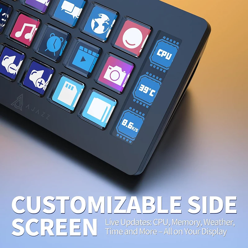 AJAZZ AKP153E Multifunctional Console Panel Desktop Assistente 15 Macro Keys Trigger Actions Custom Mini Keyboard