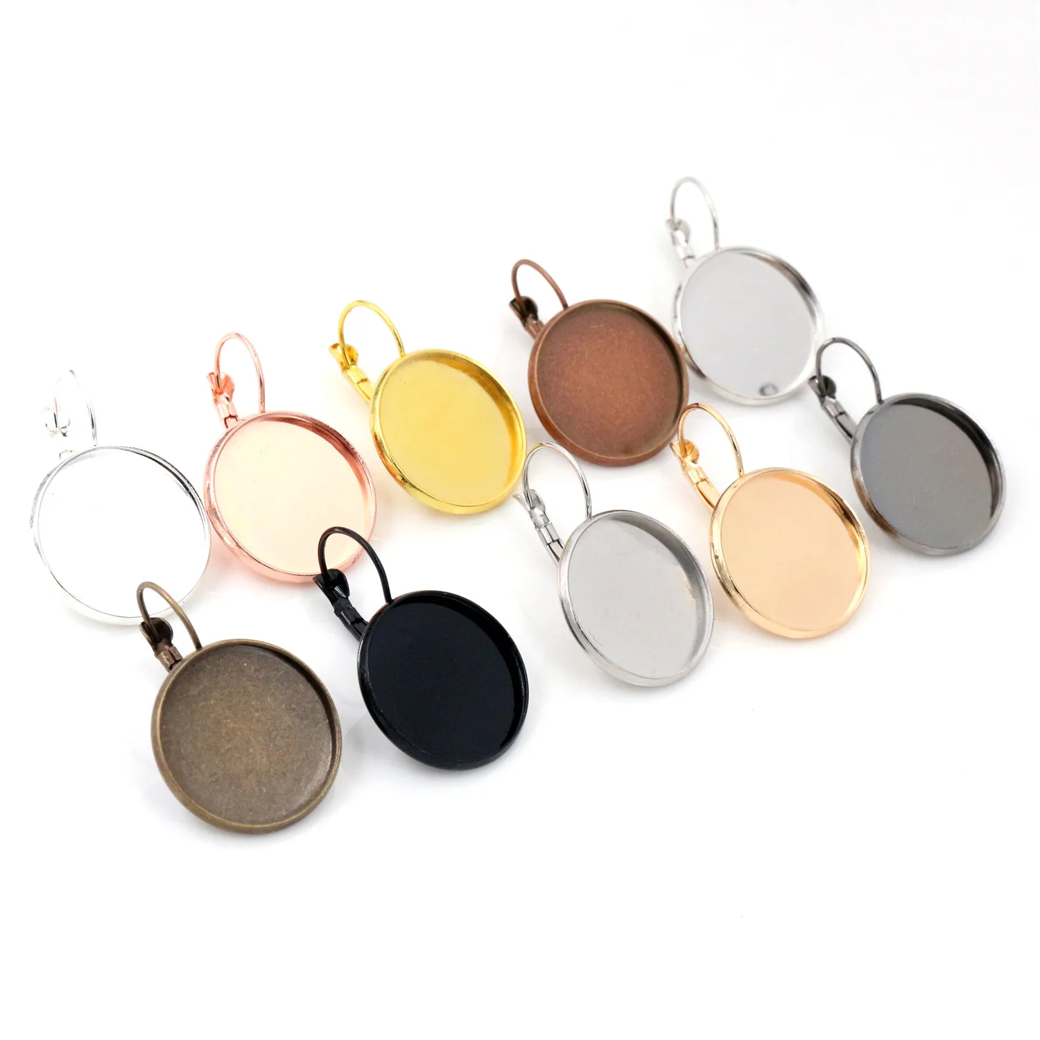 20mm 25mm 10pcs/Lot Classic 10 Colors plated French Lever Back Earrings Blank/Base,fit 20/25mmcabochons,buttons;earring bezels