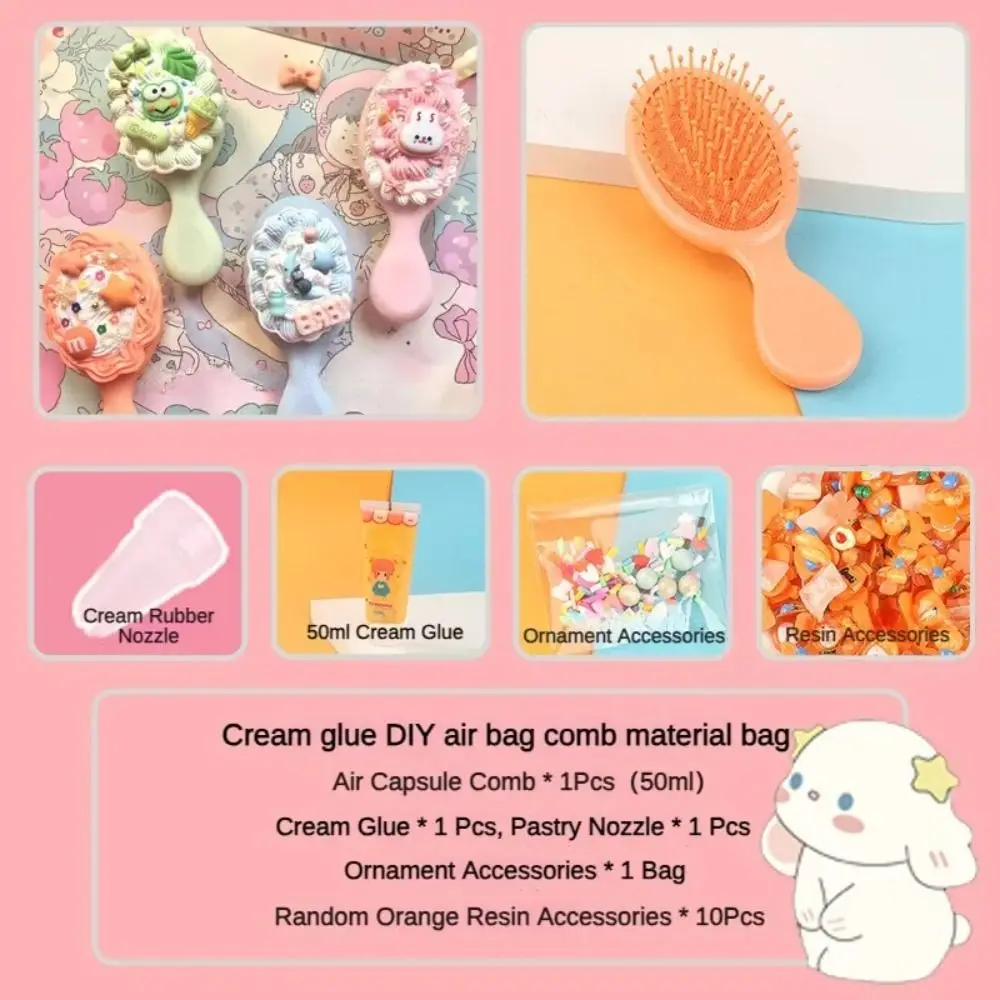 Handmade Simulação Creme Glue Comb, Multicolor DIY Kit, DIY Material Pack Set, Cute Cartoon, Air Cushion Comb, Papelaria, 1 Conjunto