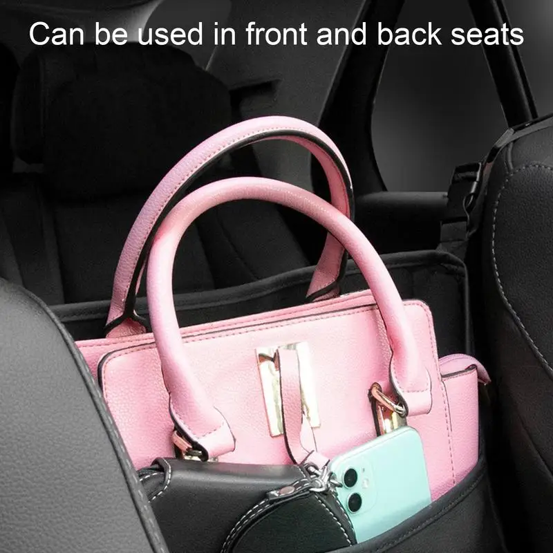 Car Purse Holder Between Seats Large Capacity Storage Handbag For Automotive Console PU Leather Car Organizers And Storage For