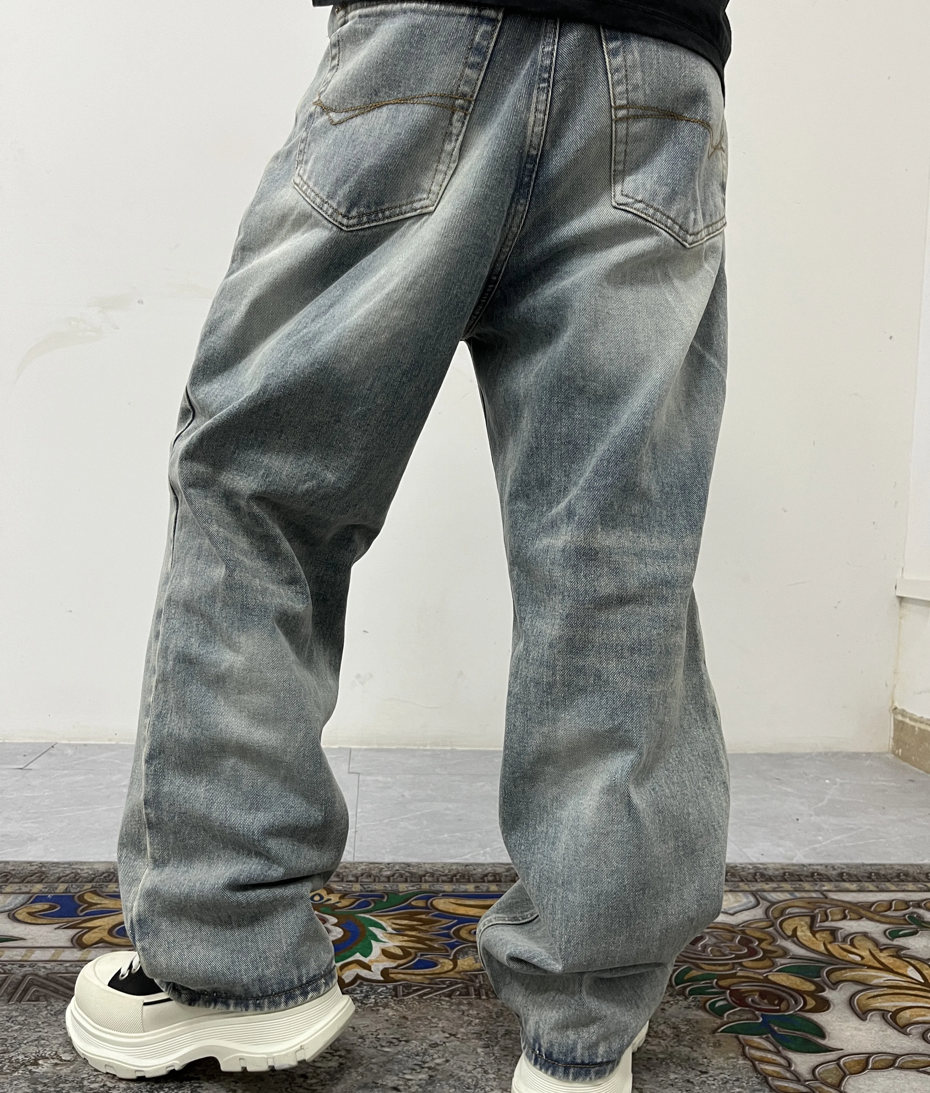 A08 RockCanRoll Jeans jeans lavados de boa qualidade e soltos e elegantes