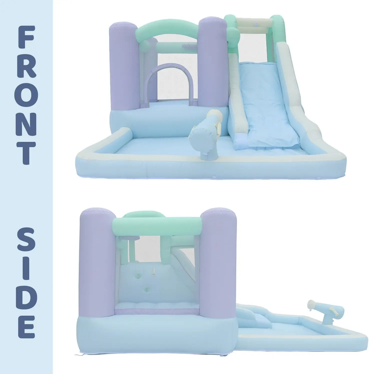 Splash Zone Dream Slide de água para casa de salto úmido ou seco, 11,5 pés de largura x 9 pés de largura x 6 pés de altura, cor pastel, área de salto espaciosa, piscina de respingos, C