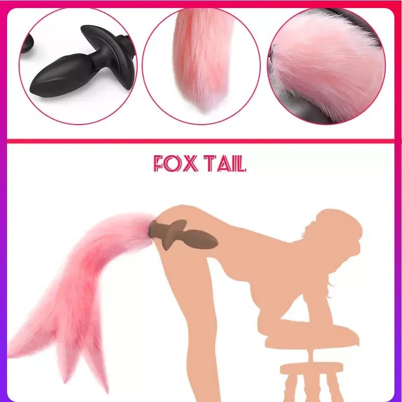 Real Fox Tail Anal Plug Vibrator Cosplay Remote Control Swing Butt Plug Female Masturbator Clitoris Stimulator Sex Toy for Woman