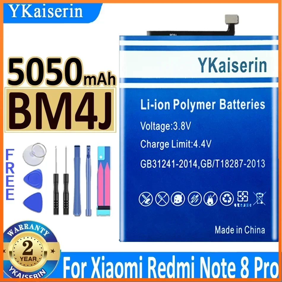 YKaiserin for Xiao Mi BM4J 5050mAh Portablet Battery for Xiaomi Redmi Note 8 Pro Mobile Phone Replacement Batteries Warranty