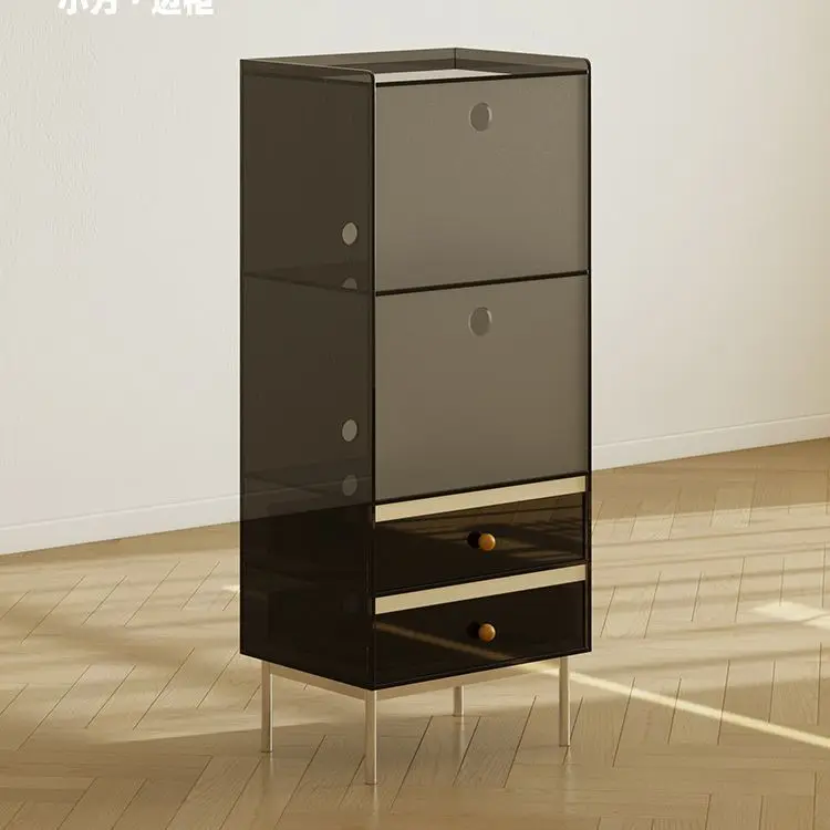 خزانة جانبية لأريكة تلفزيون غرفة المعيشة من الأكريليك، وخزانة تخزين عتيقة، ورف عرض شقة صغيرة على الحائط، وخزانة كتب #2