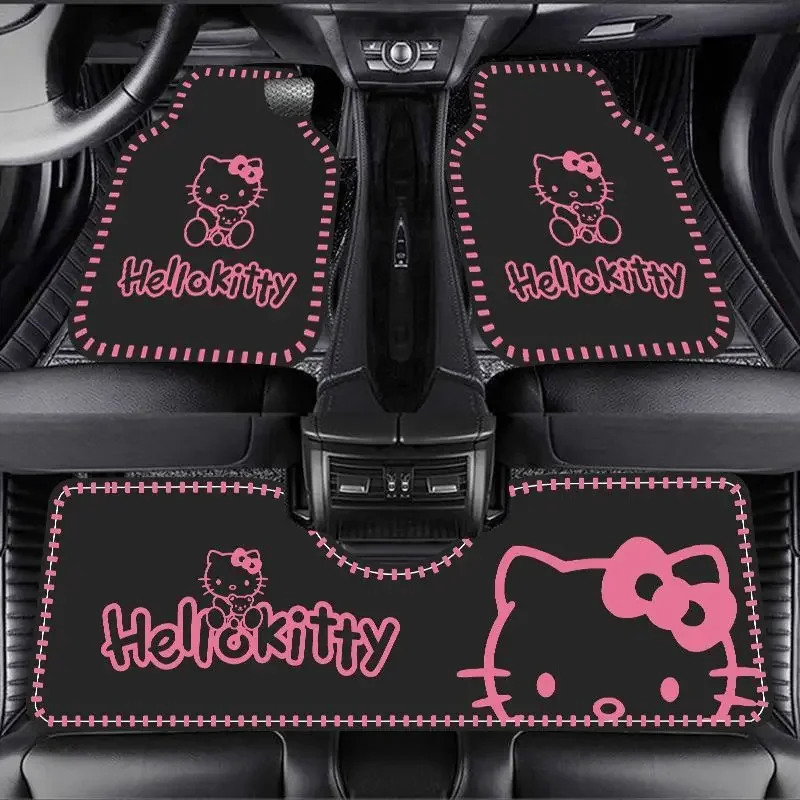 

Sanrio Kawaii Hello Kitty Crystal Velvet Car Floor Mats My Melody Kuromi Anime Cartoon Wear-resistant Car Protective Floor Mats