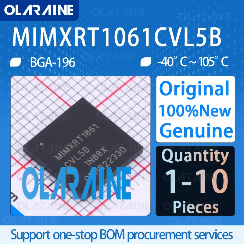 

1/5/10Pcs 100%New Original MIMXRT1061CVL5B BGA-196 32-bit microcontroller - MCU Core ARM Cortex M7 Data RAM 1 MB IC chip