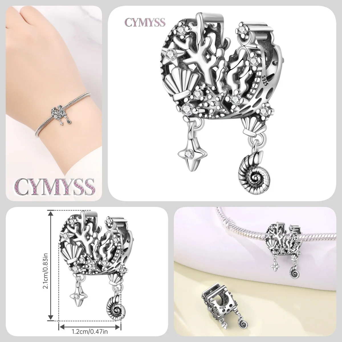 Blauer Charm, 925er Sterlingsilber, Ozeanperlen, Betta-Fisch-Anhänger, Geburtstagsfeier, Geschenk für Frauen, Armband, Halskette, DIY-Perlen, Schmuck – Detail 36
