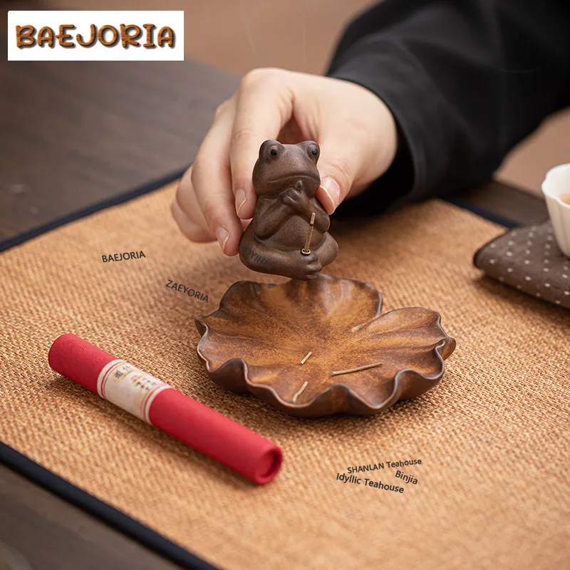 BAEJORIA Lotus Pond Frog Fun Thread Incense Burner Home Indoor Aromatherapy Furnace Zen Yoga Sleeping Agarwood Censer Burner