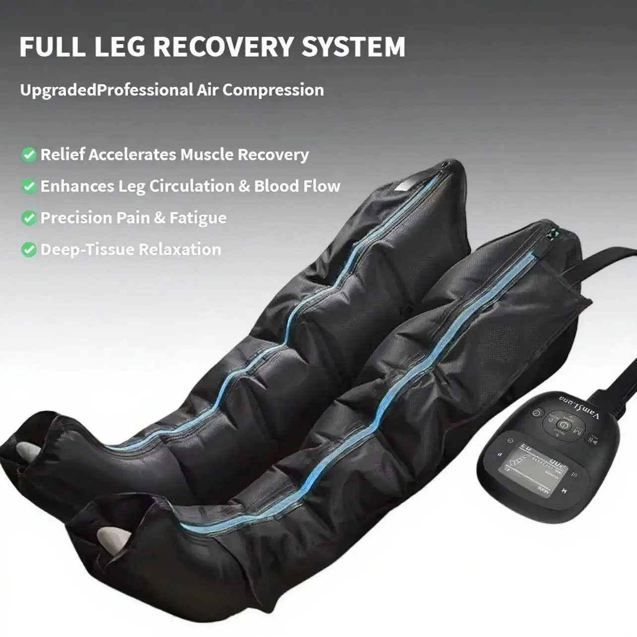 

Rechargeable Leg Massager for Circulation and Pain Relief - Cordless Air Compression Boots for Swollen Feet, Restless Legs