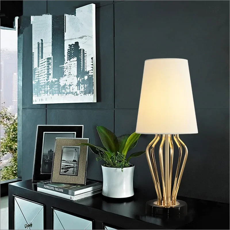 Hongcui Modern Luxury Table Lamps For Bedroom  Marble  LED Desk Light Home Bedroom Living Room Office Decoration