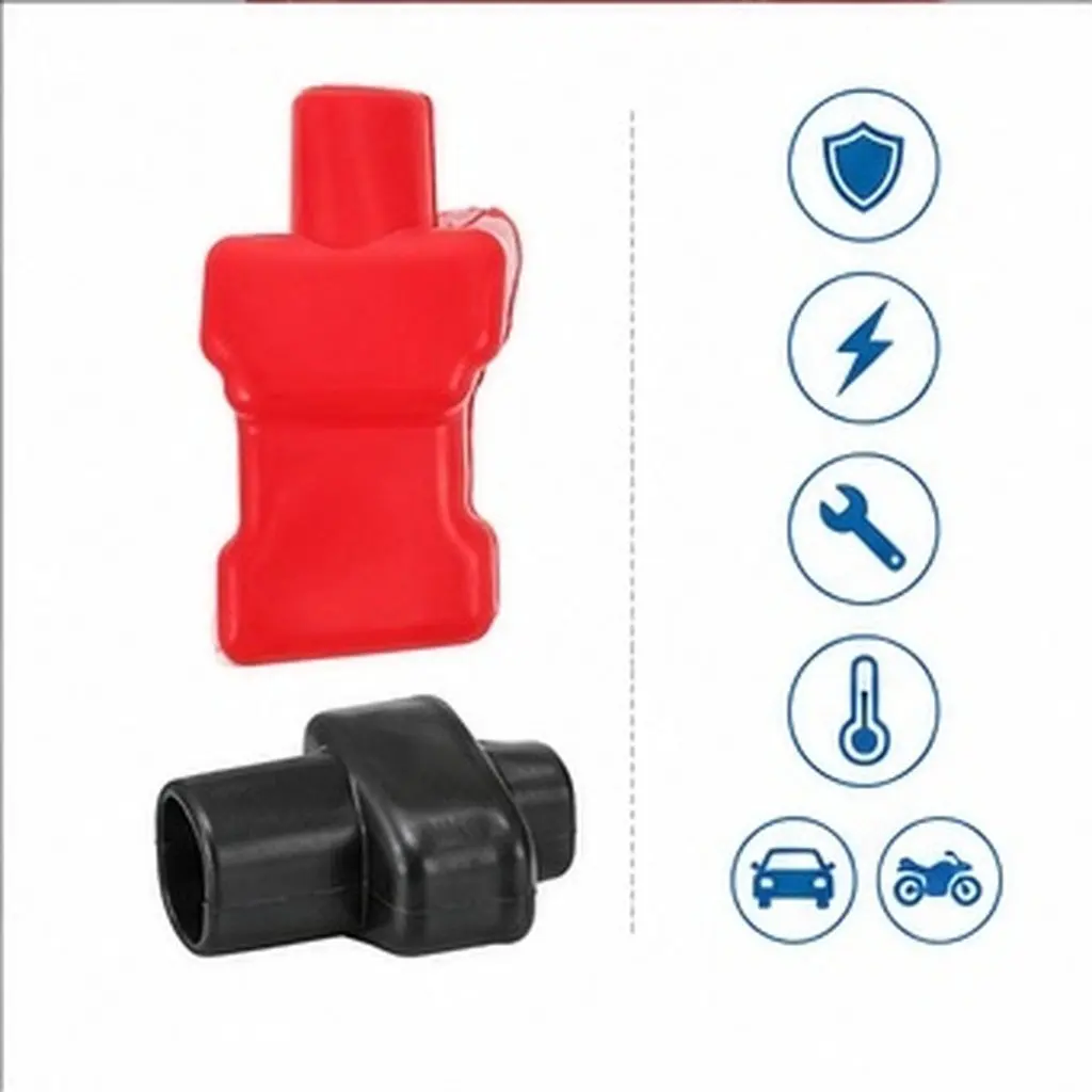 2Pcs Battery Terminal Protective Covers Insulating Heat Resistant Plastic Auto Marine Car Truck Battery Terminal Insulation