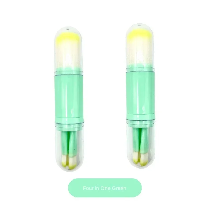 MiniPortable FourinOne pennello per trucco multifunzionale da viaggio in polvere ombretto fard in polvere riparazione viso CapsuleBrush telescopico