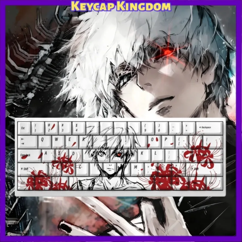 Tokyo Ghoul Kinki Ken Anime Keycap Mechanical Keyboard Cherry PBT Customized Keycap Tablet Laptop PC Gaming Keyboard Accessories