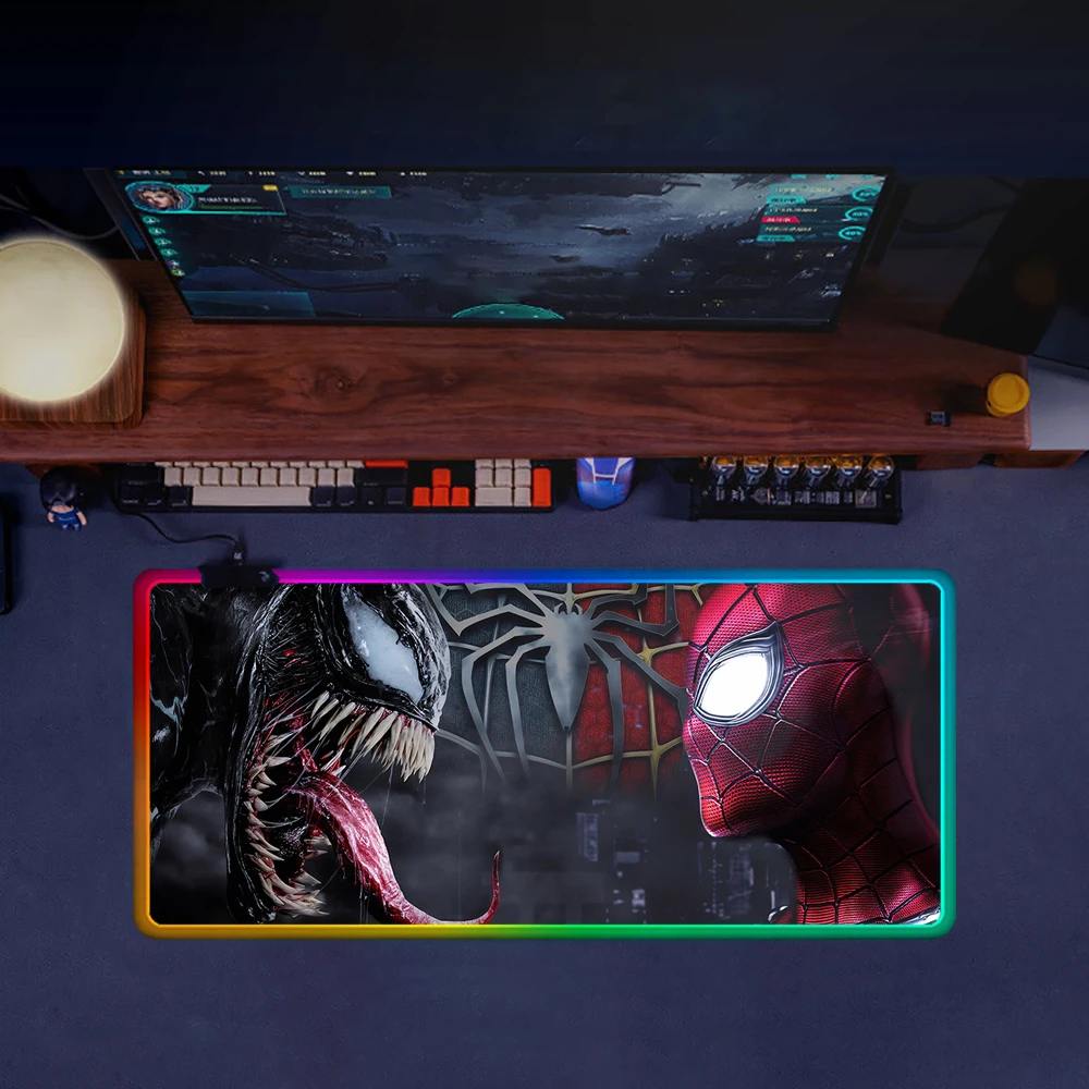 Imagem -06 - M-marvel-borracha Gaming Mouse Pad pc Gamer Teclado Mousepad Led Brilhante Mousepad Venenos de Super-herói Computador Mausepad