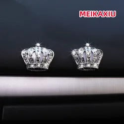 2 glitter metal crown logo set with artificial diamond Blingbling adhesive car interior accessories Exterior accessories