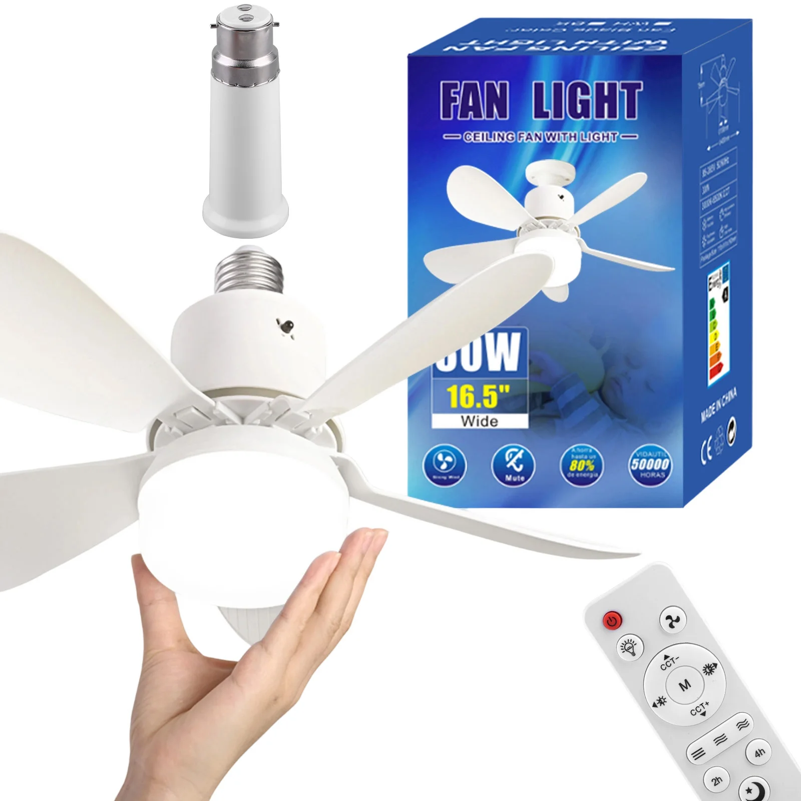 30W Ceiling Fan Lighting Color Temperature Modern Ceiling Mount Remote Control Dimmable Light Smart E26 E27 Base Led Ceiling Fan