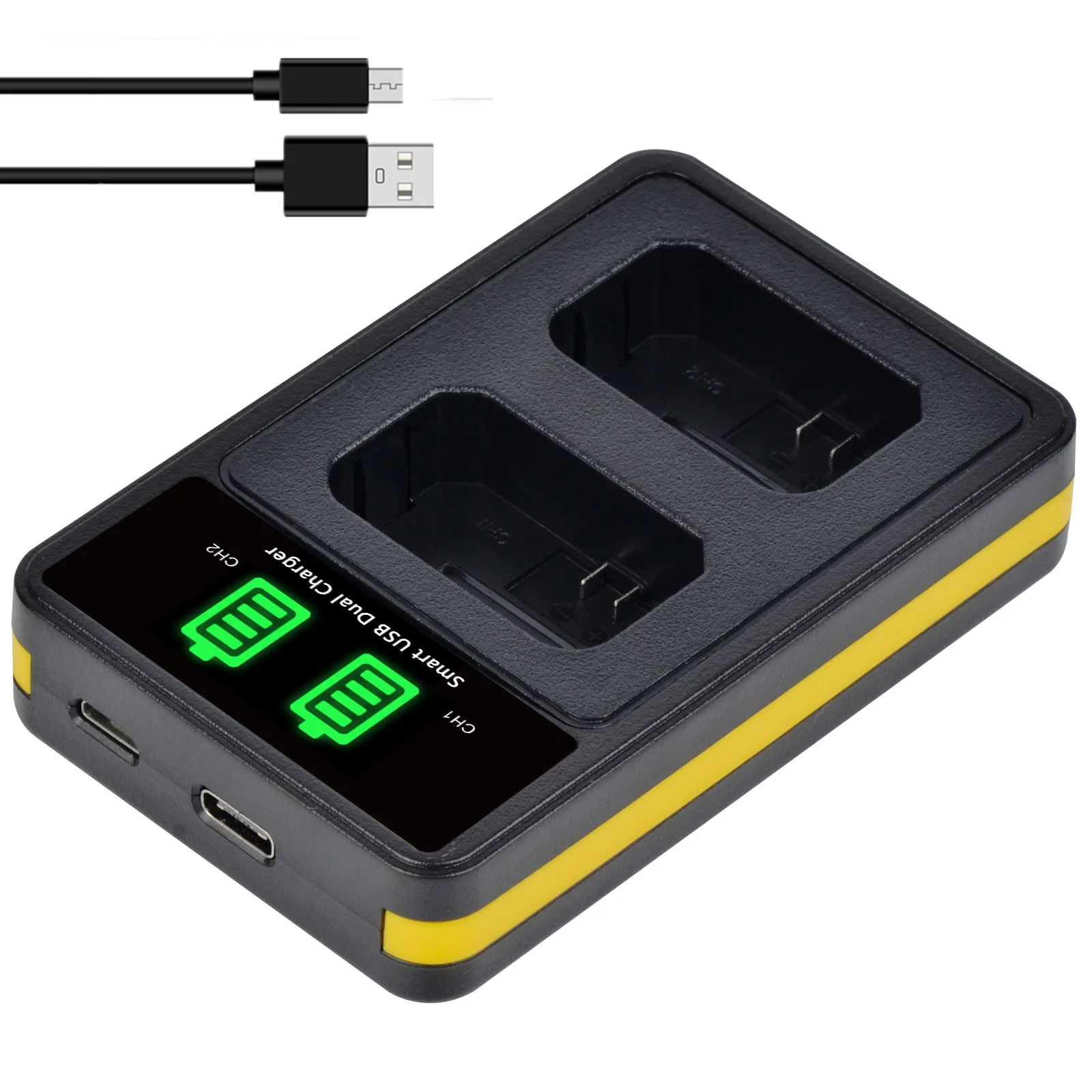 Carregador duplo usb led com porta tipo c para bateria sony NP-FW50 ZV-E10 NEX-3 NEX-5 NEX-6 SLT-A55 alpha a6400 a6000 a6300 a6500