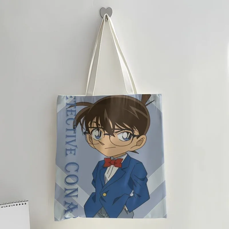 Cute Conan Anime Canvas Bag Large Capacity Student School Handbag Ins Aesthetic Casual Shopping Tote Bag For Daily Use view 5