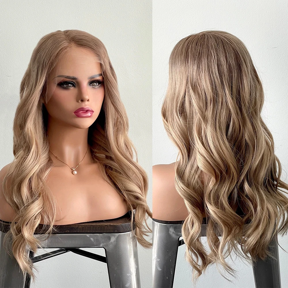 

Balayage Medium Root Melting Baby Blonde Full Lace Wigs 100% Virgin Human Hair HD 13x6 Lace Front Wig 200% Density Long Wavy