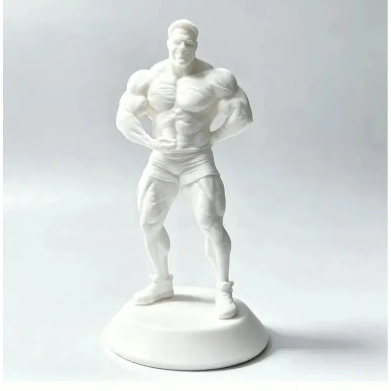 Muscular Body Sculpture, Powerful Lines, White Coating, Male Gift, Gym Entrance Decoration