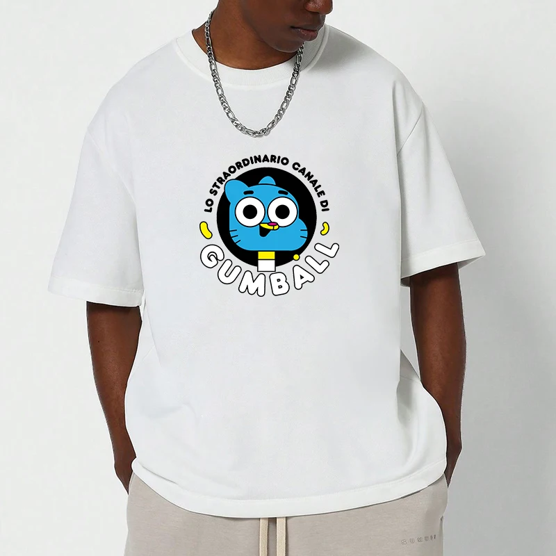 

Graphic T Shirts Y2k Men's Clothing The Amazing World of Gumball Gifts for Boyfriend Summer Tops Personalized Vintage New Tees
