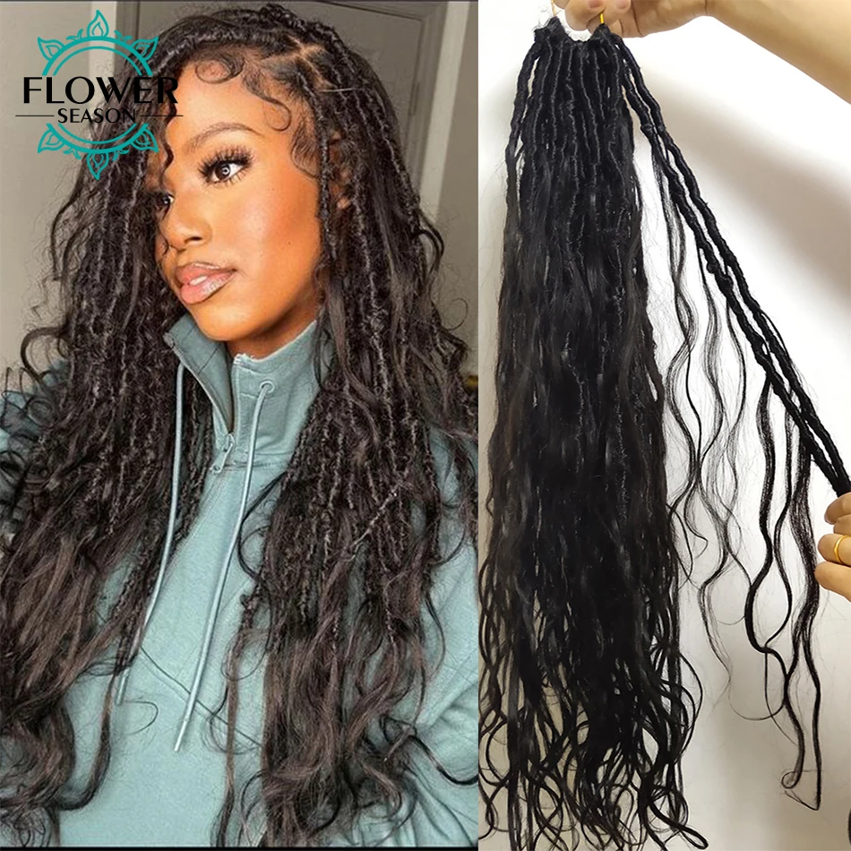 Body Wave Crochet Boho Locs With Human Hair Curls Knotless Braid Goddess Locs Pre Looped Crochet Hair With Human Hair Curly Ends