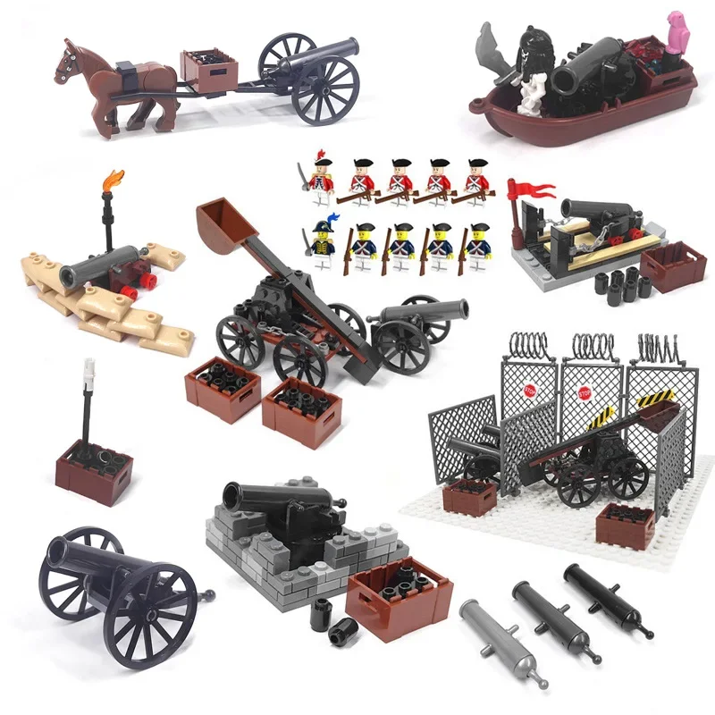 

WW2 Military Artillery, Small Particles, Building Blocks, Pirate Ships, Artillery Scenes, Model Building Block Toys for Boys