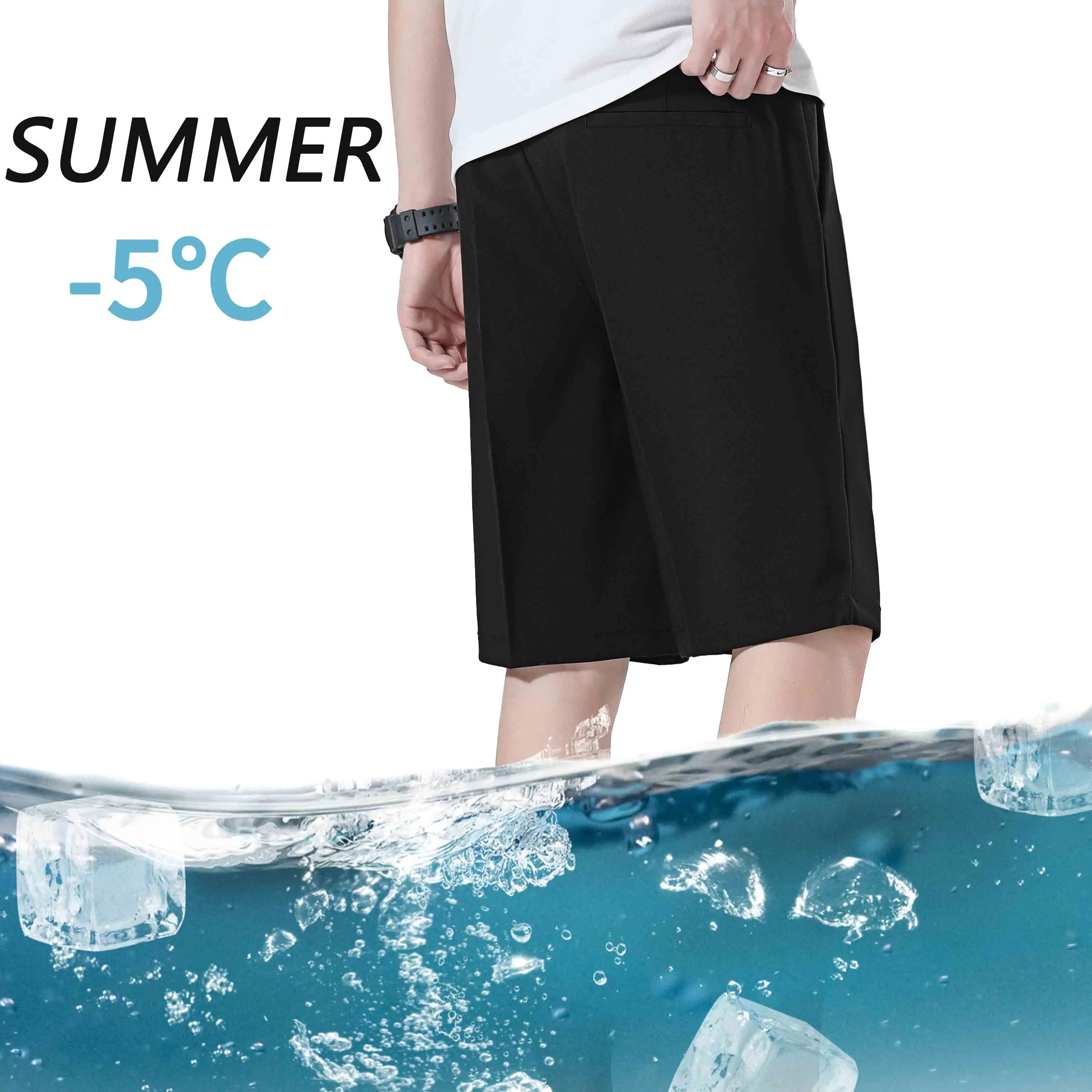 2024 Korean Style Summer Straight Suit Shorts for Men British Breeze Clothing Simple Business Formal Wear Breathable Short