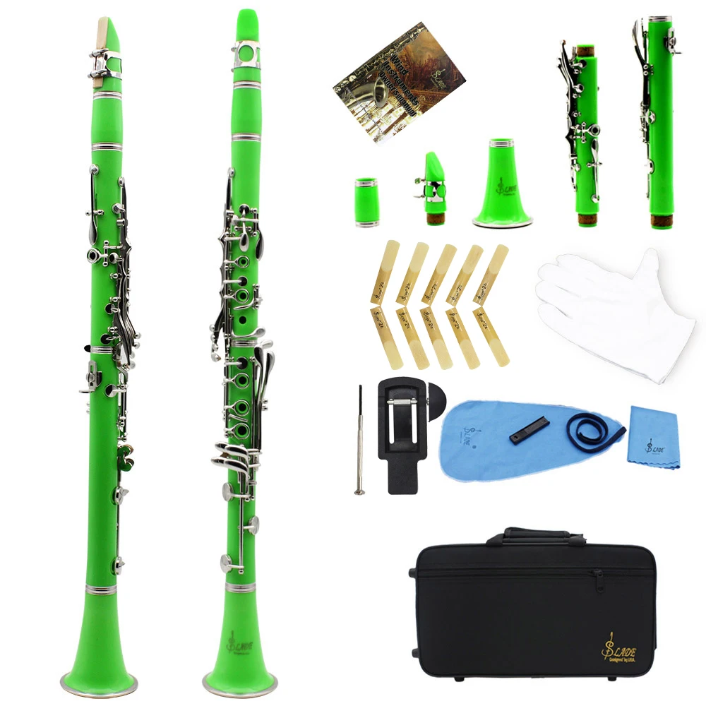 SLADE Bb Clarinet 17 Key B Flat Klarnet Glued Wood Body Clarinette Woodwind Instruments with Case Reeds Parts & Accessories