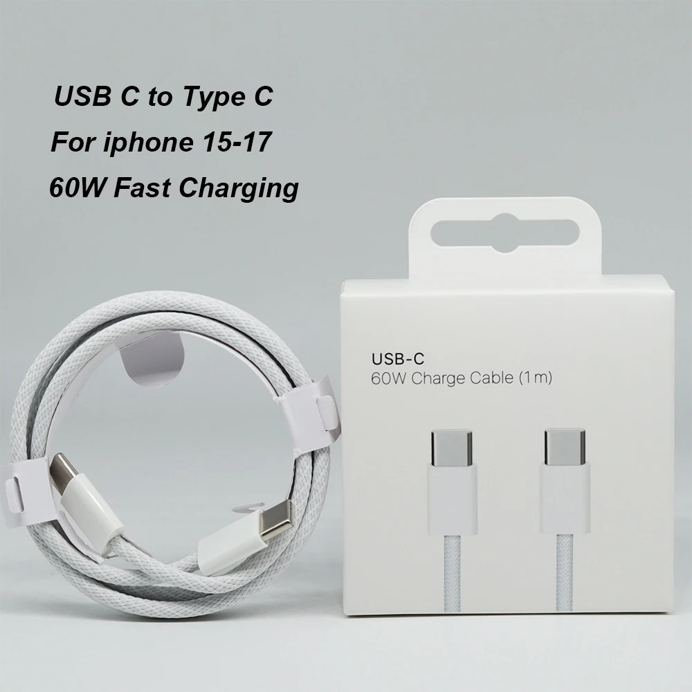 

PD 60W USB-C to Type C Fast Charging Cable For iPhone 17 Air 16 15 Pro Max Braided Wire For Huawei Xiaomi Samsung Google