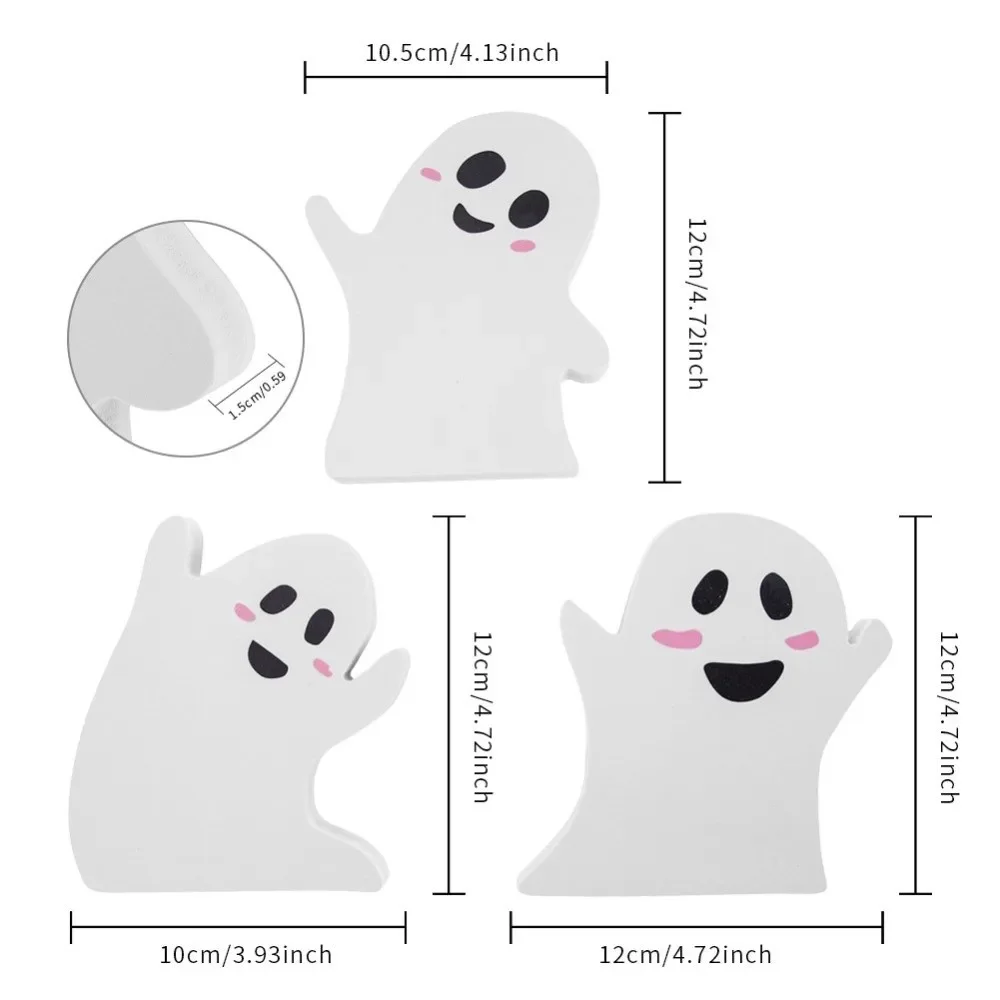 3Pcs 3D Pvc Halloween Ghost Ornament, Creative Cartoon Funny Ghost Expression Handicraft, Cute Decor For Car Interior Home Party