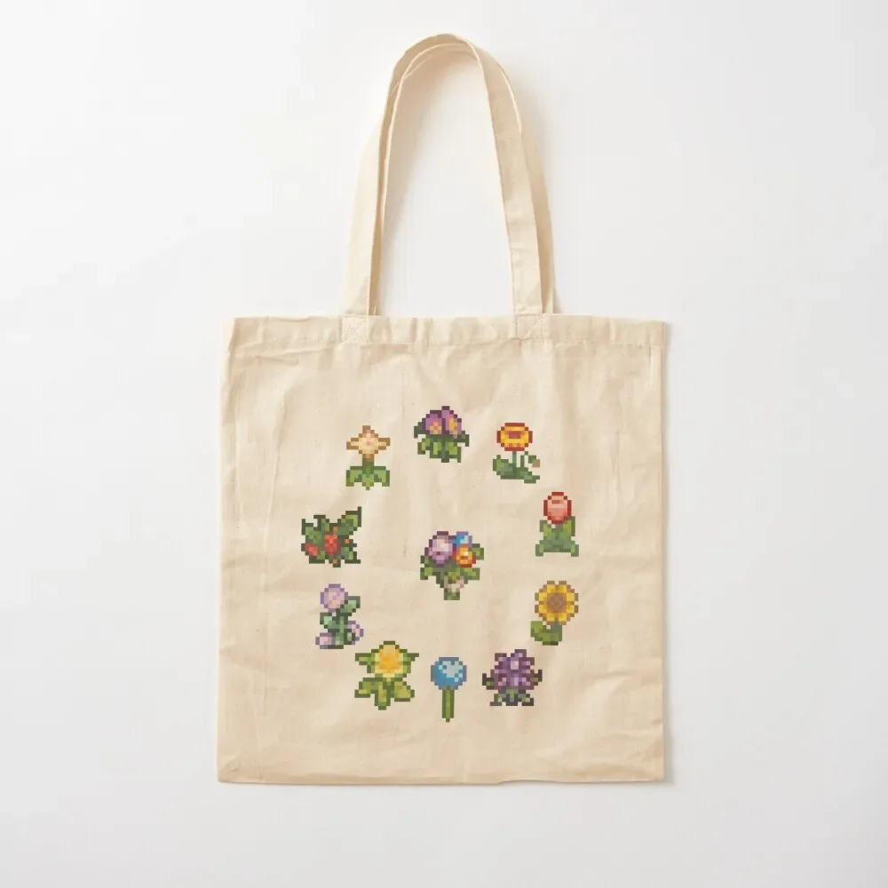 

Flower Circle Bouquet Pixelated Stardew Valley Tote Bag canvas tote Reusable bags shopping trolley bag Bag